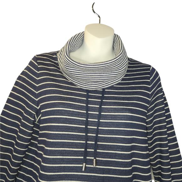 Chicos Women Size 0 Small 4 Pullover Shirt Stretch Blue White Striped Nautical - Picture 3 of 10